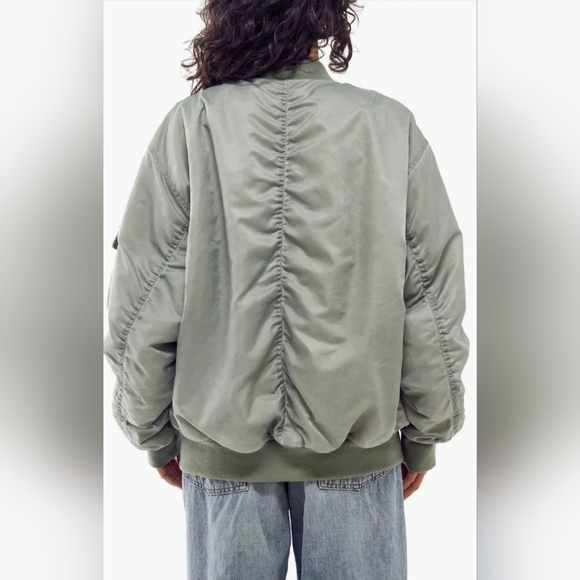 NWT BDG Urban Outfitters Oversized Reversible Bomber Jacket ~ Khaki/Orange~ SML - Picture 4 of 6